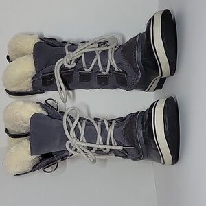 Sorel Charcoal Grey and Cream Joan Of Arc Winter Boots